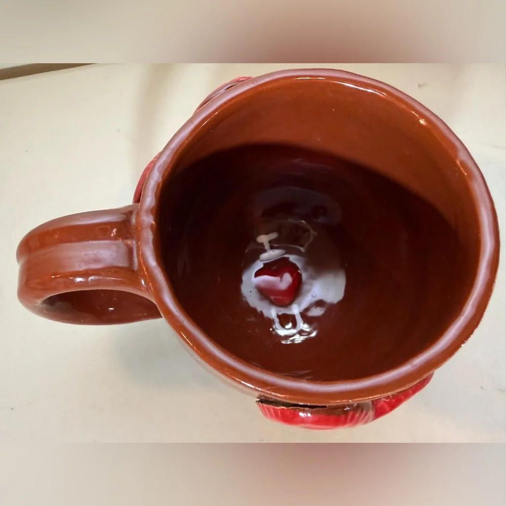 Heart mug Handmade ceramic mug‎ Red hearts mug 3-D Artisan